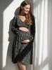 Sukienka ciążowa i do karmienia Lovely Dress Midi rękaw długi czarna w kwiatuszki
