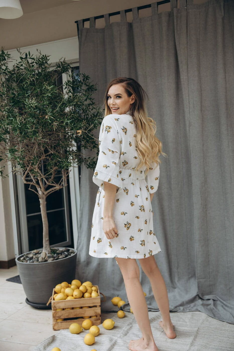 Szlafrok kimono ciążowe muślinowe