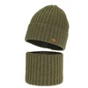 Czapka i komin dla chłopca, zimowy komplet, 100% wełniany merino, khaki Umberto
