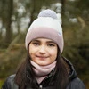 Czapka i komin dla dziewczynki zimowy komplet, szary, z pomponem Rosalin