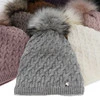 Czapka zimowa damska, szara, z pomponem Kaskada