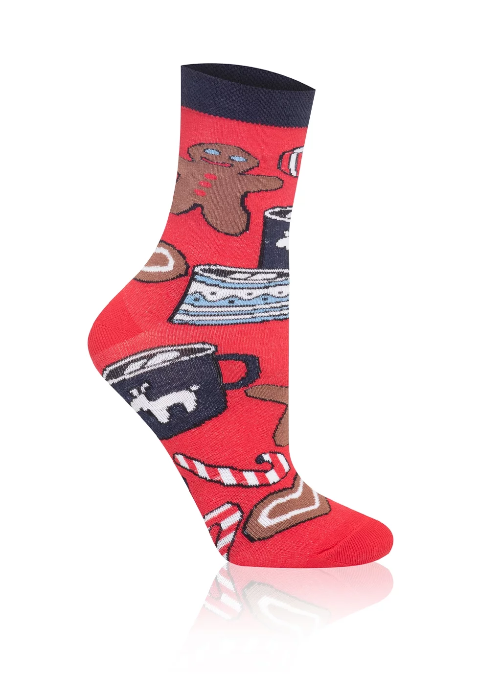 Skarpetki długie S162D COOKIES granatowy/czerwony