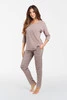 Betty piżama damska 3/4 rękaw. długie spodnie cappuccino/druk cappuccino