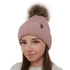 Czapka zimowa damska, camel, z pomponem, Gaba