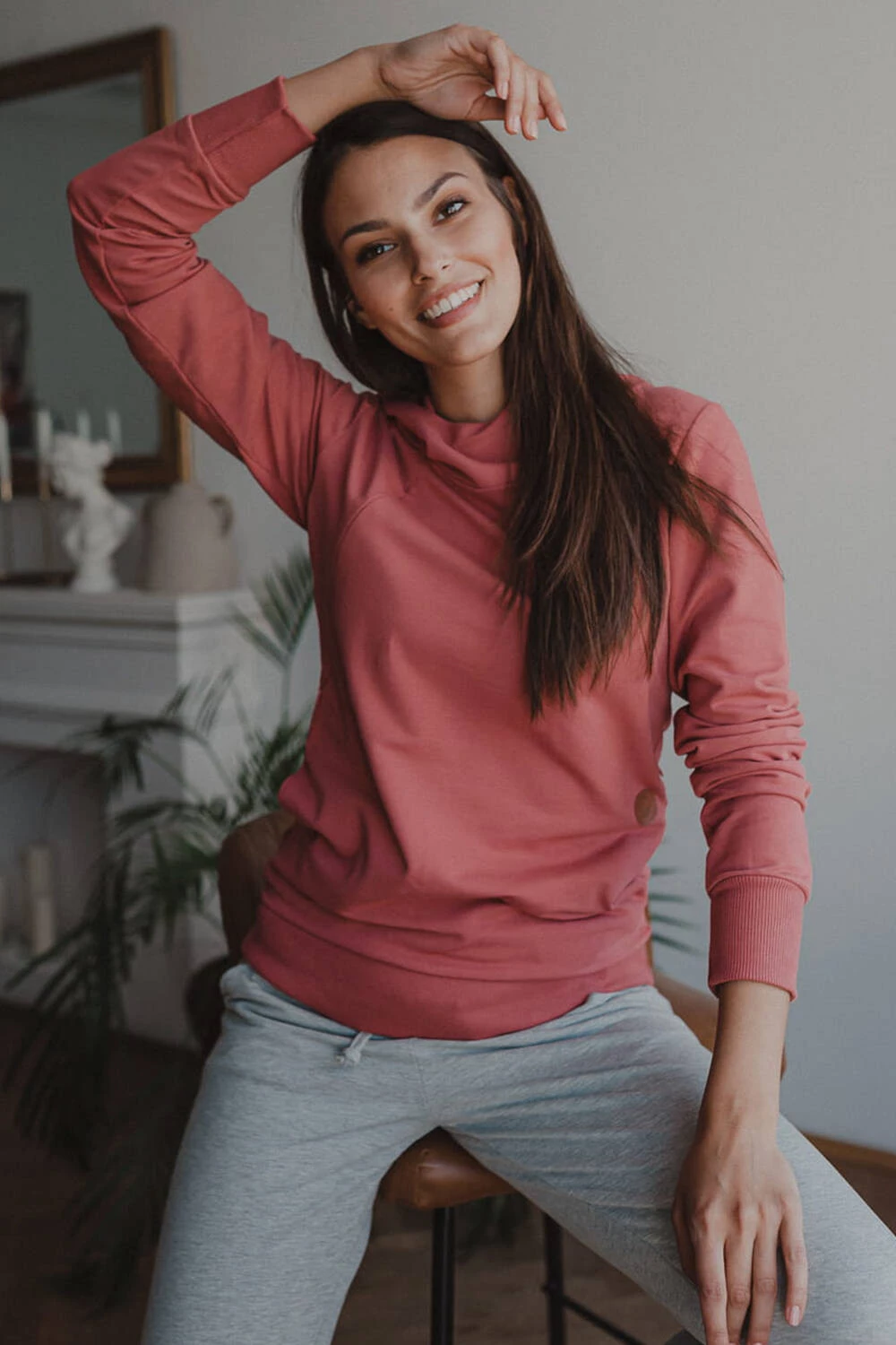 Bluza ciążowa i do karmienia z kapturem Milk Please dusty cedar