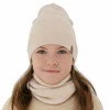 Czapka i komin dla dziewczynki jesienny, wiosenny komplet, jasnoróżowy, 100% wełniany merino Ricona