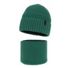 Czapka i komin dla chłopca, zimowy komplet, 100% wełniany merino, z podszyciem z wełny merino, szmaragdowy Harbin