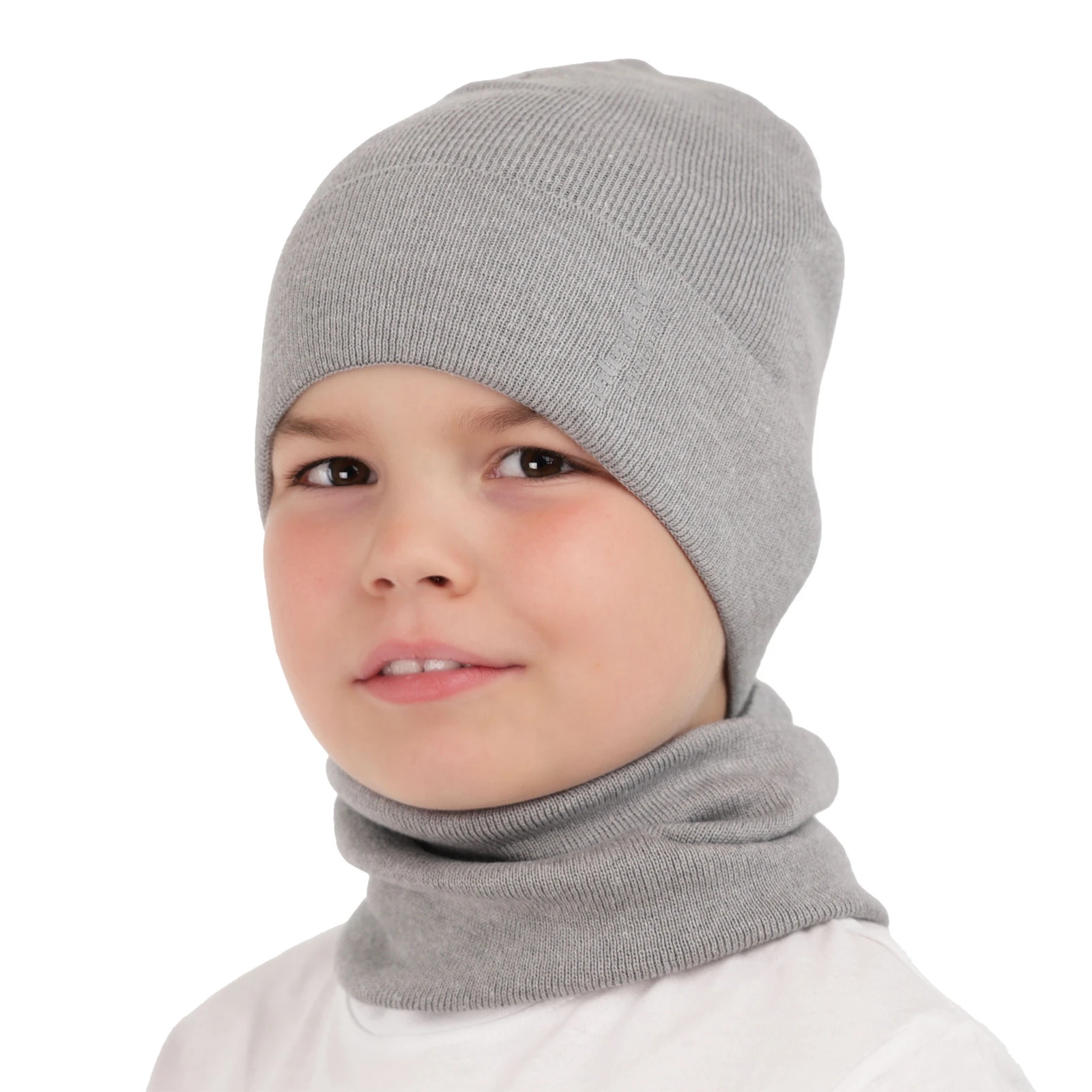 Czapka i komin dla chłopca jesienny, wiosenny komplet, z bawełną, czarny Timothe
