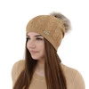 Czapka zimowa damska, camel, z wełną merino Bafi