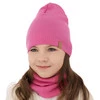 Czapka i komin dla dziewczynki jesienny, wiosenny komplet, czarny, 100% wełniany merino Ricona
