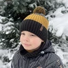 Czapka i komin dla chłopca zimowy komplet, pomarańczowy, z pomponem Karson