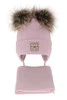 Czapka i szalik dla dziewczynki zimowy komplet, liliowy, z dwoma pomponami Jazz