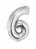 Srebrny Balon Smart cyfra "6" -76cm