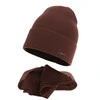 Czapka i szalik damski zimowy komplet, brązowy, 100% wełniany merino Melpomena