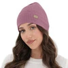 Czapka damska zimowa, wiosenna, fioletowa, 100% wełniana merino Sophie