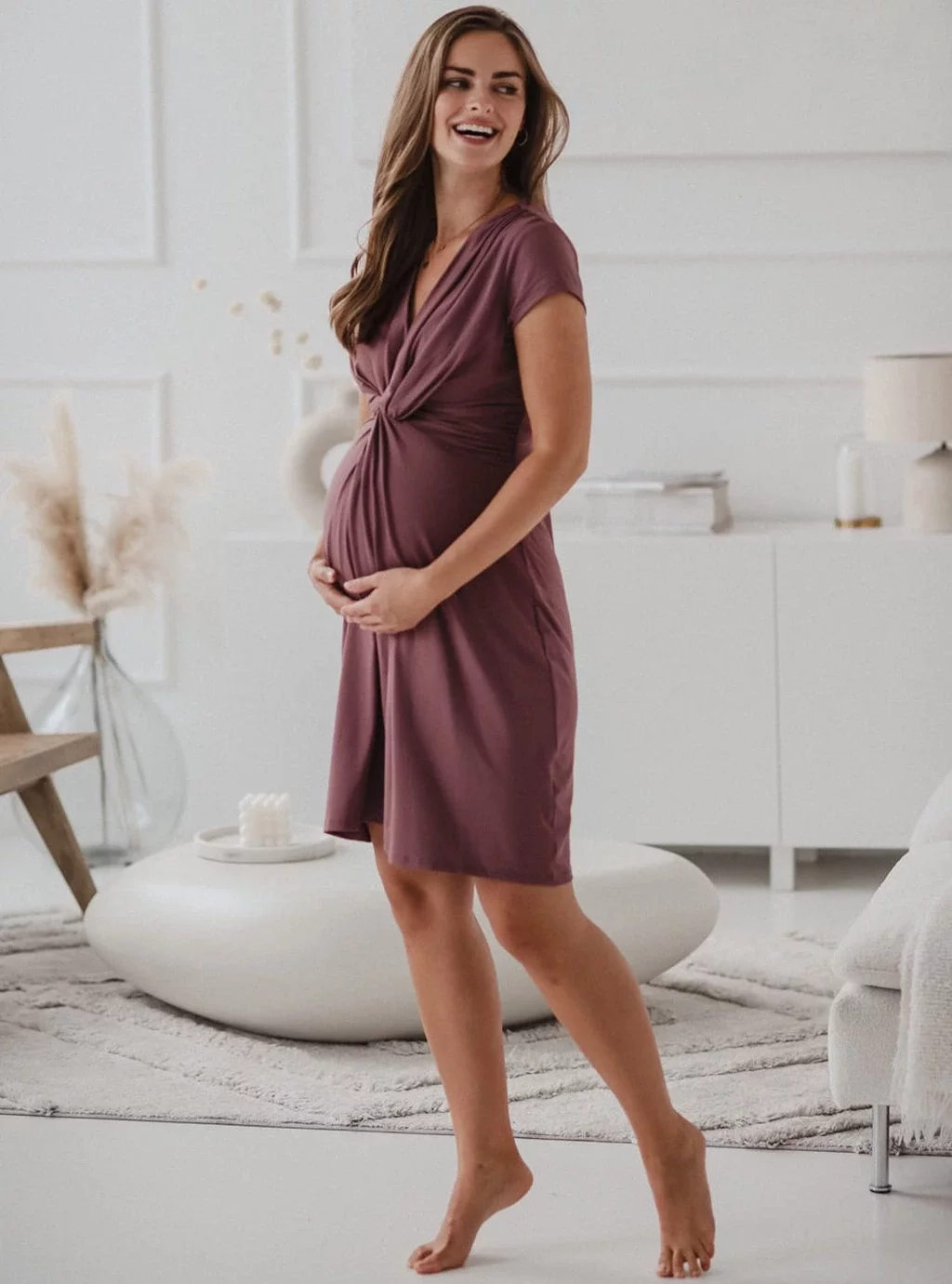 Sukienka ciążowa i do karmienia Loop krótki rękaw rose brown