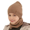 Czapka i komin dla chłopca jesienny, wiosenny komplet, niebieski, 100% wełniany merino Chester