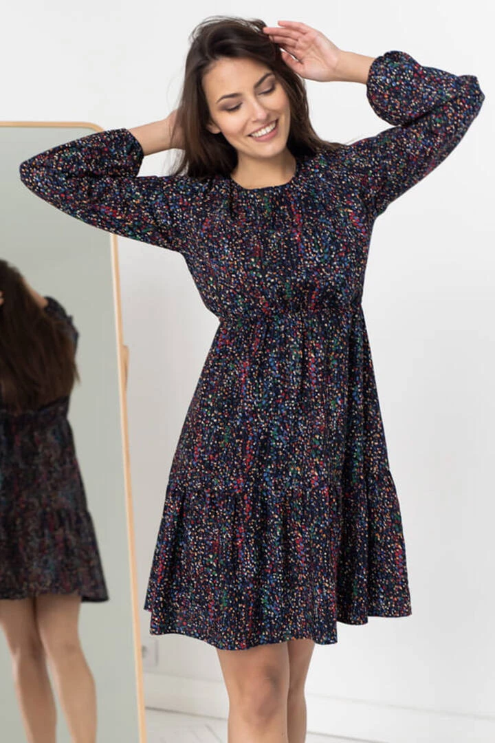 Sukienka ciążowa i do karmienia Lovely Dress granatowa w print długi rękaw