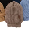 Czapka i komin podszyty bawełną dla chłopca zimowy komplet, niebieski, z wełną merino, Colton