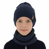Czapka i komin dla chłopca jesienny, wiosenny komplet, granatowy, 100% wełniany merino Chester