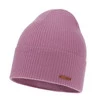 Czapka jesienna, zimowa damska, fioletowa, 100% wełniana merino, Flerra