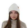 Czapka zimowa damska, biała, z wełną merino Caro