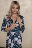 Sukienka ciążowa i do karmienia Grow with me rękaw 7/8 granatowa w piwonie