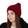 Czapka zimowa damska, bordowa, 100% wełniana merino Ariga