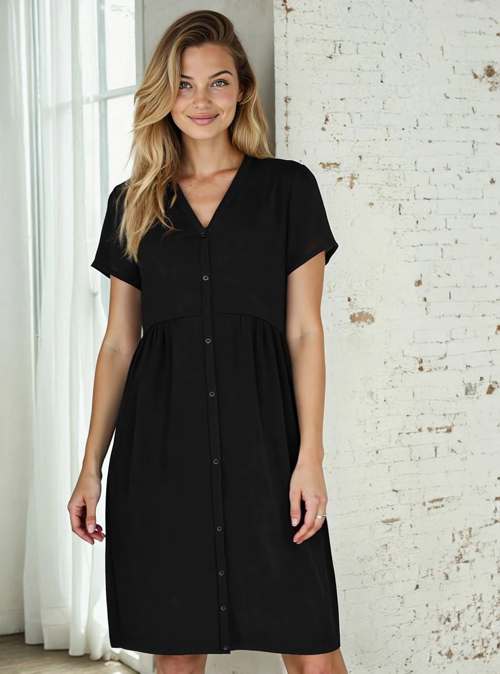 Koszula ciążowa do karmienia Mili - czarna