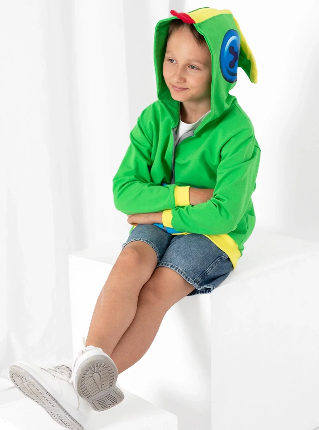 Bluza Dziecięca Brawl Stars - Leon Z Kapturem