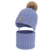 Czapka i komin dla chłopca, zimowy komplet, niebieski, 100% wełniany merino, podszyty bawełną, wiązany Virano