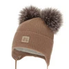 Czapka zimowa dla chłopca, camel, 100% wełniana merino, podszyta wełnianym polarem, Tambor