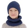 Czapka i komin podszyty bawełną dla chłopca zimowy komplet, niebieski, z wełną merino, Colton