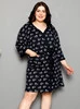 Szlafrok Damski plus size - Serduszka czarny