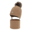 Czapka i komin dla chłopca zimowy komplet, camel, 100% wełniany merino,  podszyty bawełną, Snorin