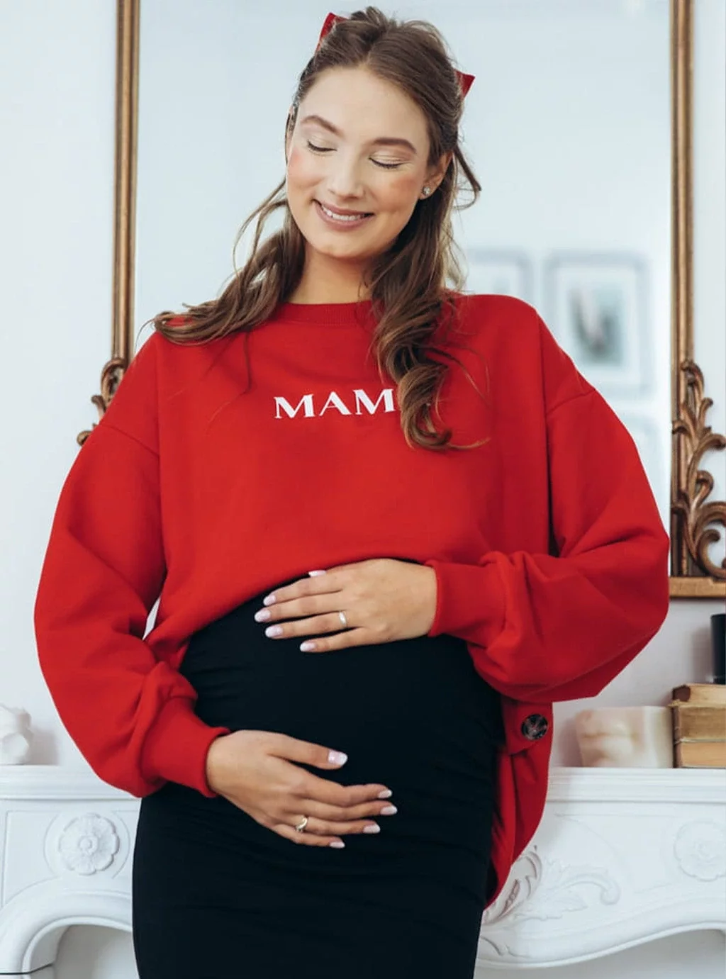 Bluza ciążowa i do karmienia CRANBERRIES LATTE czerwona