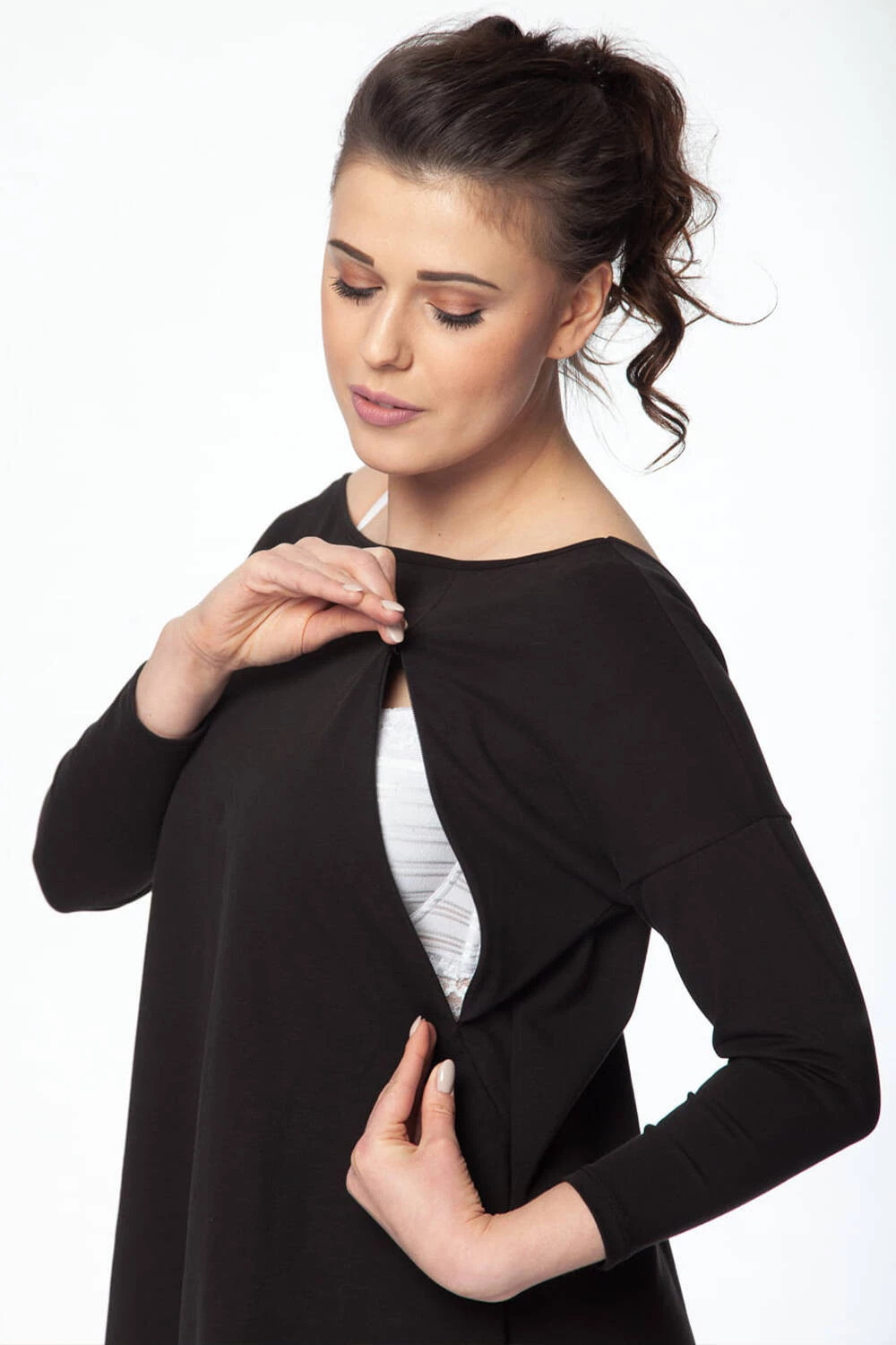 Bluzka/tunika ciążowa i do karmienia Mommy czarna