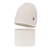 Czapka i komin dla dziewczynki zimowy komplet, biały, 100% wełniany merino Jenny