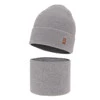 Czapka i komin dla chłopca jesienny, wiosenny komplet, jasnoszary, 100% wełniany merino Bruce