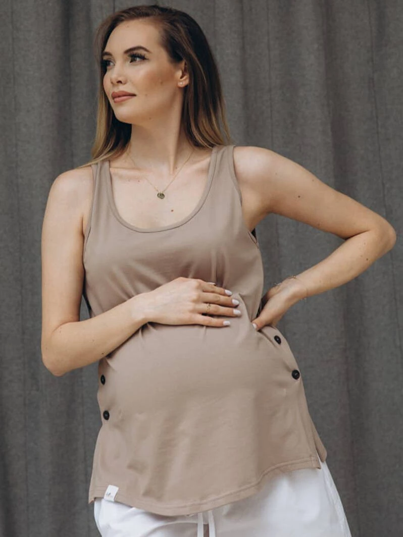 Top z odpinanymi bokami ciążowy i do karmienia kawa