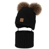 Czapka i komin dla chłopca, zimowy komplet, czarny, 100% wełniany merino, podszyty polarem wełnianym, Ronik