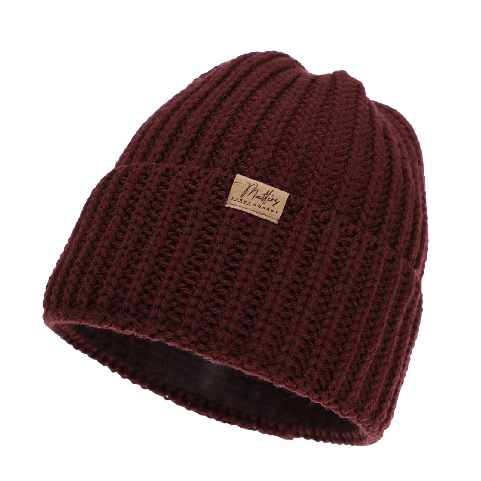 Czapka zimowa damska, bordowa, 100% wełniana merino Lano