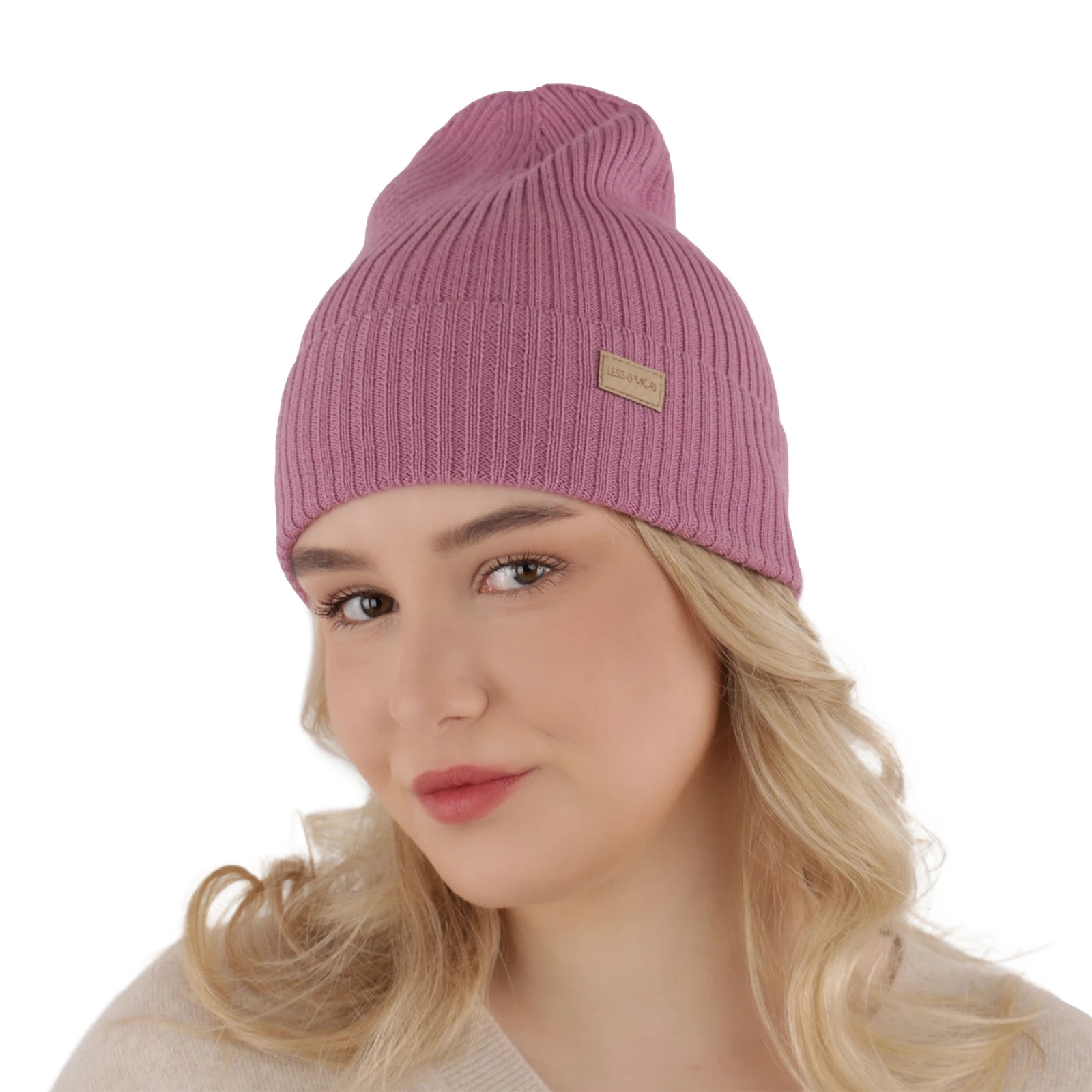Czapka damska zimowa, wiosenna, bordowa, 100% wełniana merino Sophie