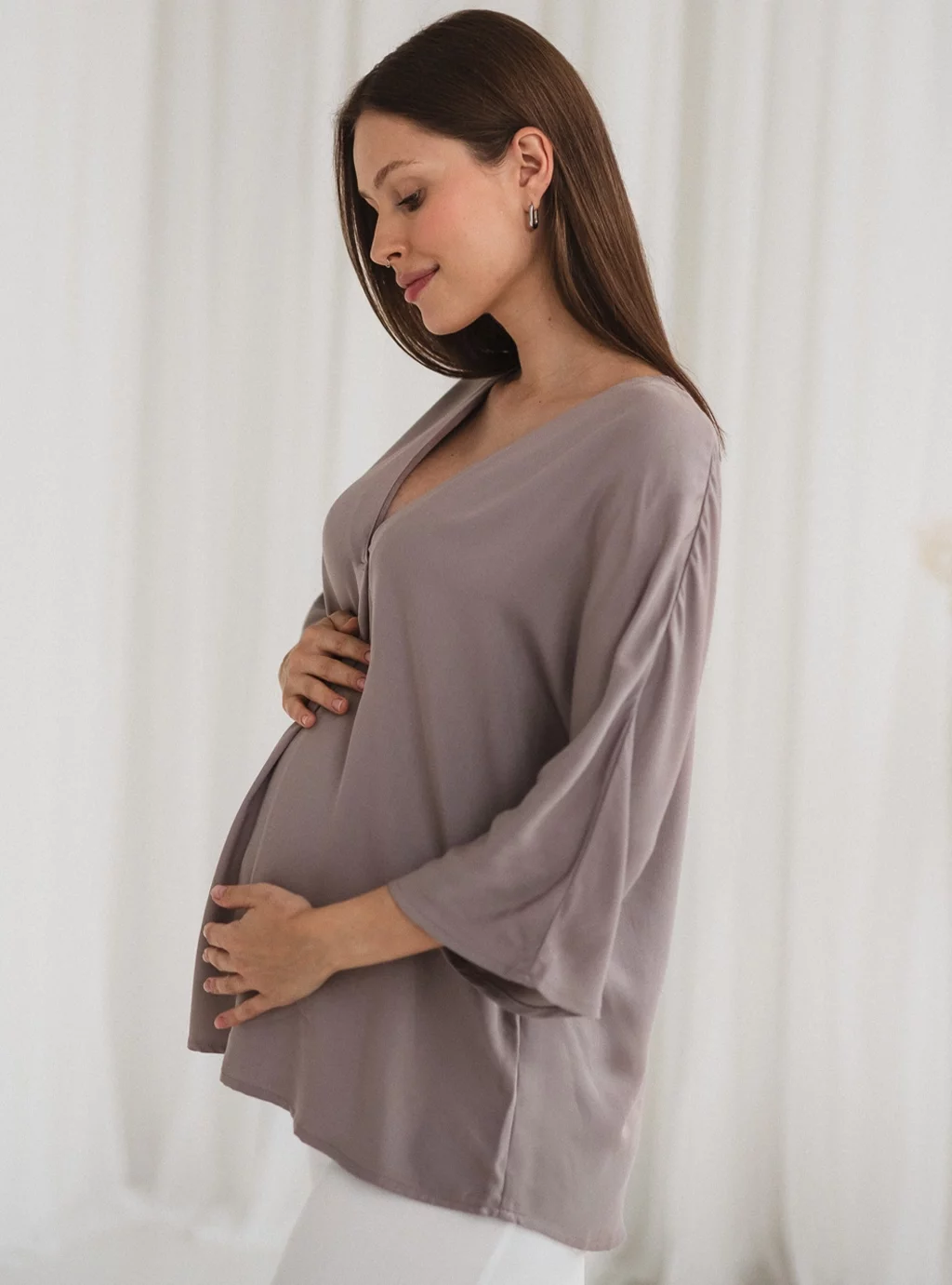 Bluzka ciążowa do karmienia Mamafullness beżowa