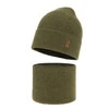 Czapka i komin dla chłopca jesienny, wiosenny komplet, khaki, 100% wełniana merino Bruce