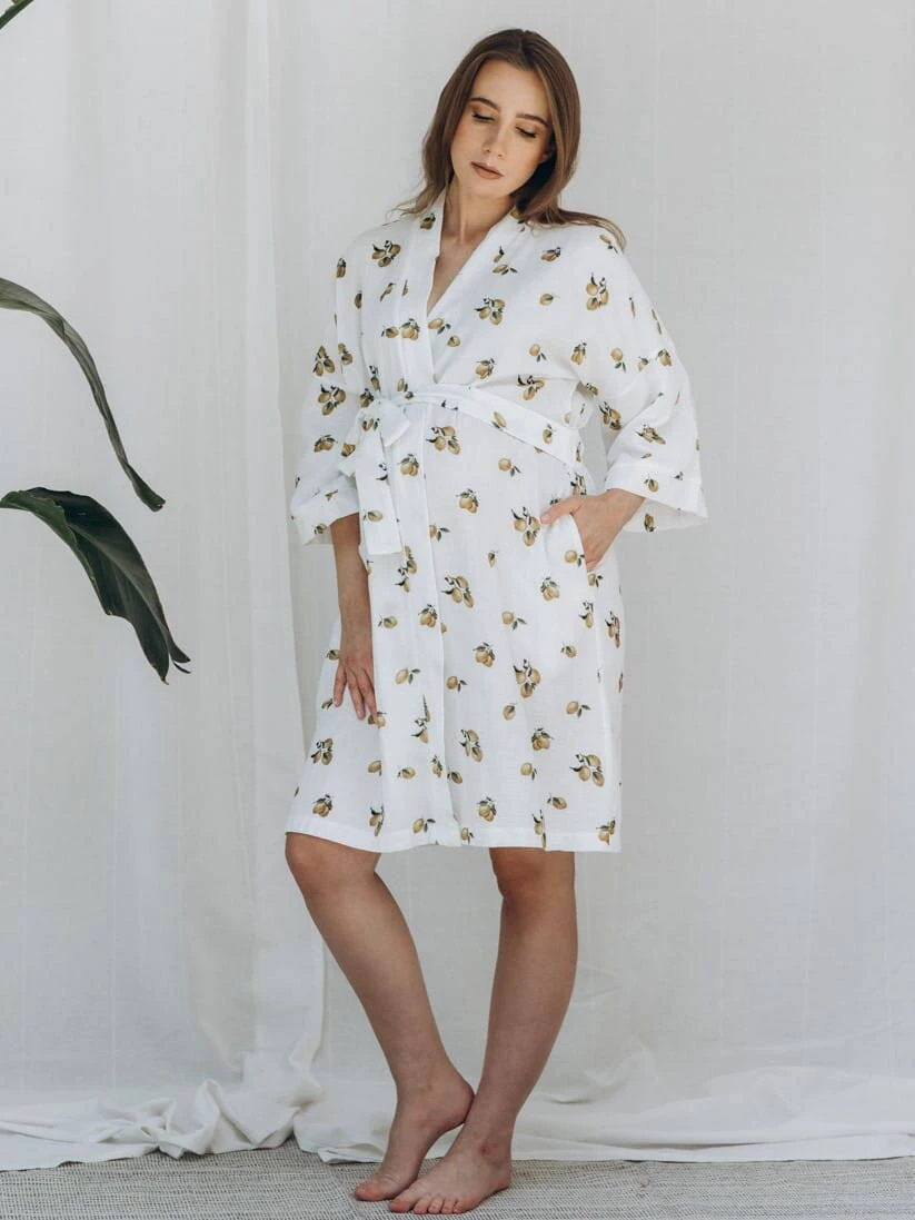 Szlafrok kimono ciążowe muślinowe