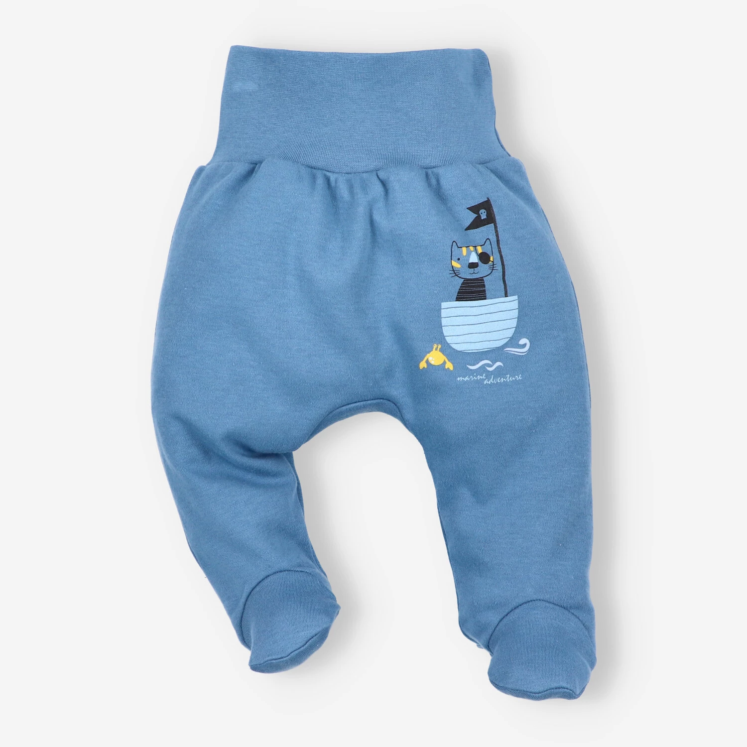 Półśpiochy niemowlęce Piraci z bawełny organicznej dla chłopca - niebieskie