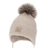Czapka zimowa dla chłopca, wiązana, 100% wełniana merino, beżowa Jergen
