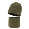Czapka i komin dla chłopca jesienny, wiosenny komplet, khaki, 100% wełniany merino Intro