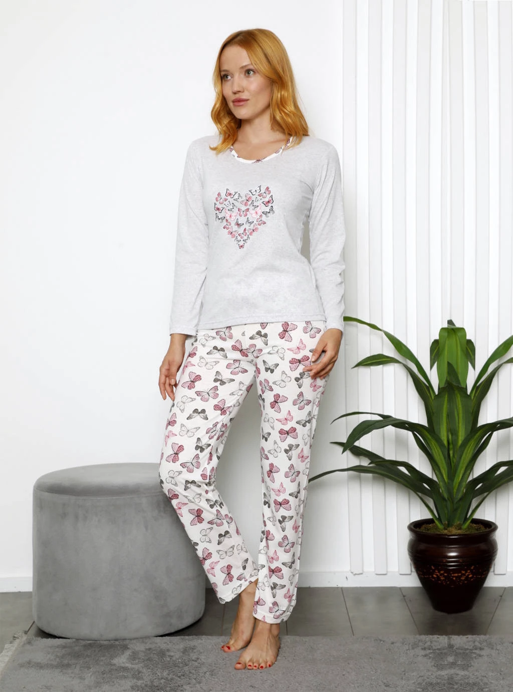 Piżama damska - Grey Love Butterfly